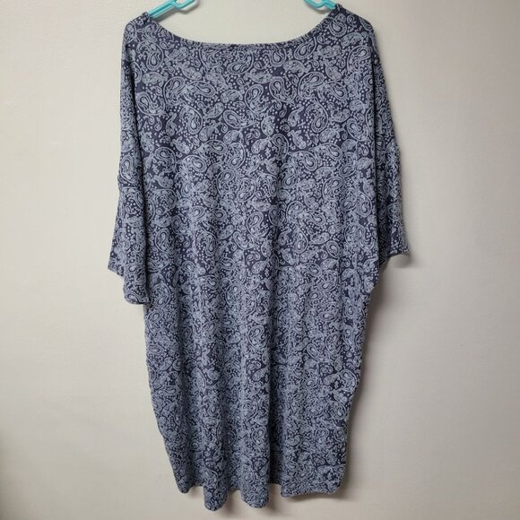 Lularoe Shirt Blue Paisley Womens Plus Size 3XL Oversized Tunic Fall Comfy Relax - Picture 2 of 7